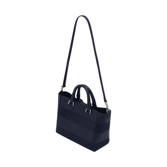 Mulberry Small Willow Tote Midnight Blue Silky Classic Calf & Nubuck Stripe - Click Image to Close