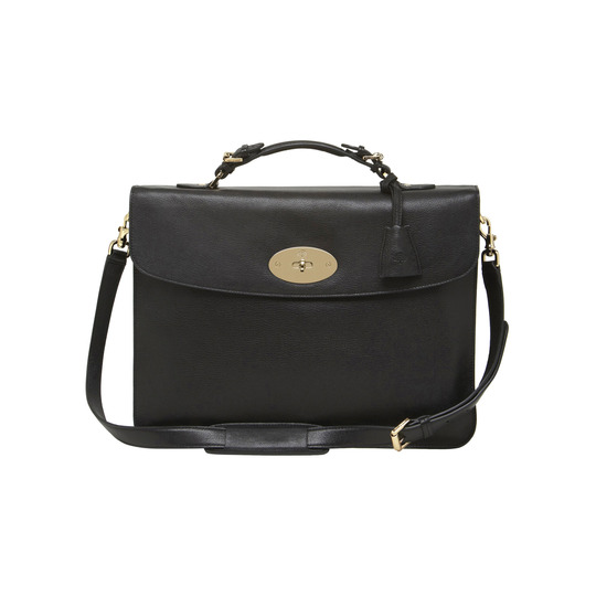 Mulberry Bayswater Briefcase Black Grainy Print Leather - Click Image to Close