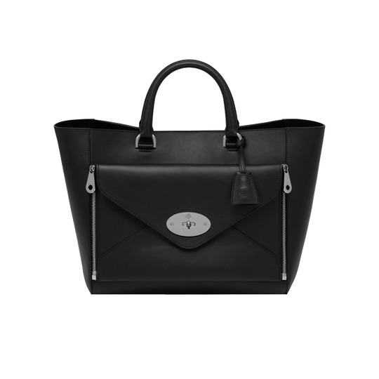 Mulberry Willow Tote Black Silky Classic Calf With Nickel - Click Image to Close