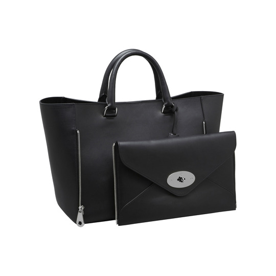 Mulberry Willow Tote Black Silky Classic Calf With Nickel - Click Image to Close