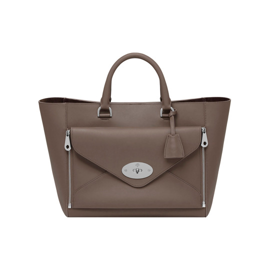 Mulberry Willow Tote Taupe Silky Classic Calf With Nickel - Click Image to Close