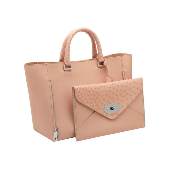 Mulberry Willow Tote Ballet Pink Ostrich & Silky Classic Calf - Click Image to Close