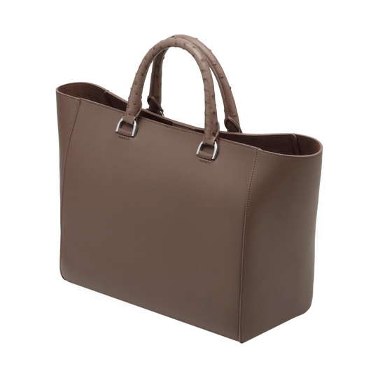 Mulberry Willow Tote Taupe Ostrich & Silky Classic Calf - Click Image to Close