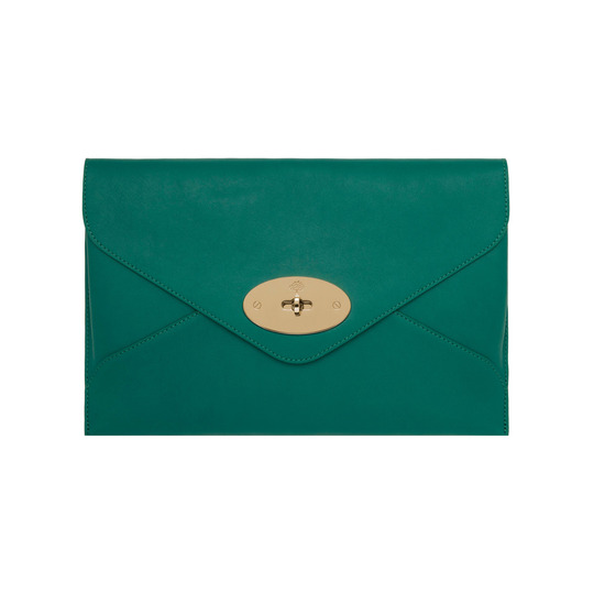 Mulberry Willow Clutch Emerald Silky Classic Calf With Soft Gold - Click Image to Close
