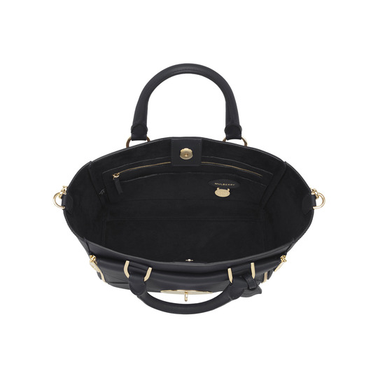 Mulberry Small Willow Tote Black Silky Classic Calf With Soft Gold - Click Image to Close