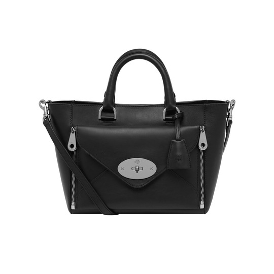 Mulberry Small Willow Tote Black Silky Classic Calf With Nickel - Click Image to Close