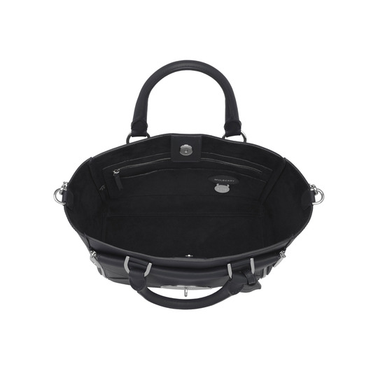 Mulberry Small Willow Tote Black Silky Classic Calf With Nickel - Click Image to Close