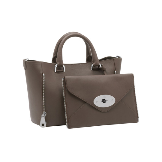 Mulberry Small Willow Tote Taupe Silky Classic Calf With Nickel - Click Image to Close