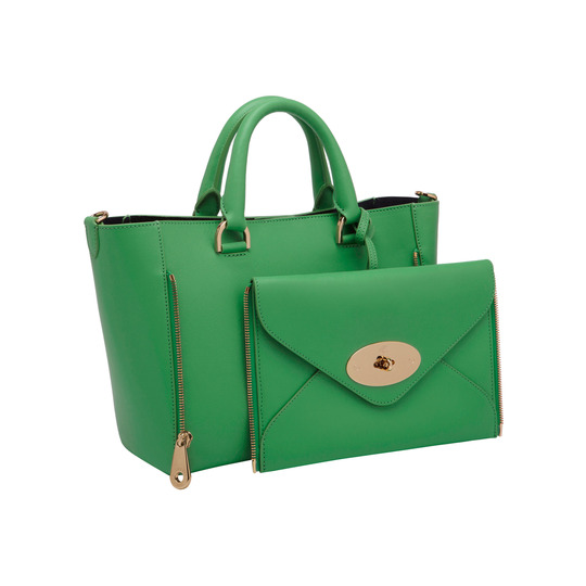 Mulberry Small Willow Tote Queen Green Silky Classic Calf - Click Image to Close