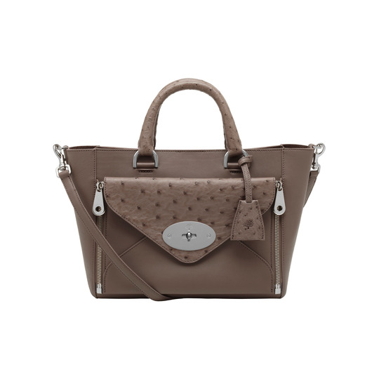Mulberry Small Willow Tote Taupe Ostrich & Silky Classic Calf - Click Image to Close