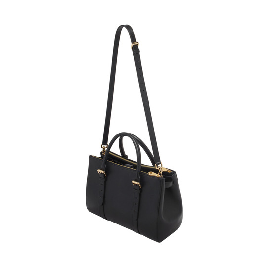 Mulberry Bayswater Double Zip Tote Black Shiny Goat - Click Image to Close