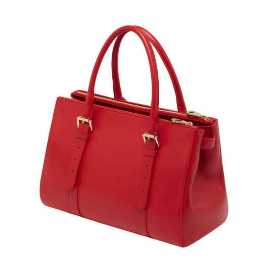 Mulberry Bayswater Double Zip Tote Bright Red Shiny Goat - Click Image to Close