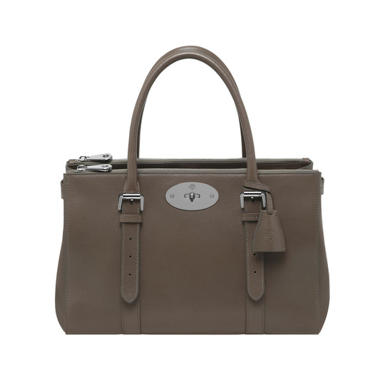 Mulberry Bayswater Double Zip Tote Taupe Shiny Goat - Click Image to Close