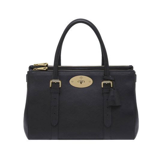 Mulberry Bayswater Double Zip Tote Black Silky Classic Calf - Click Image to Close