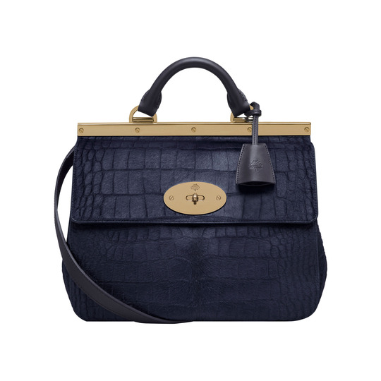 Mulberry Small Suffolk Midnight Blue Hair Calf - Click Image to Close