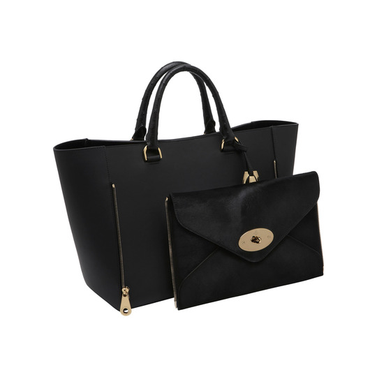 Mulberry Willow Tote Black Mixed Exotic - Click Image to Close