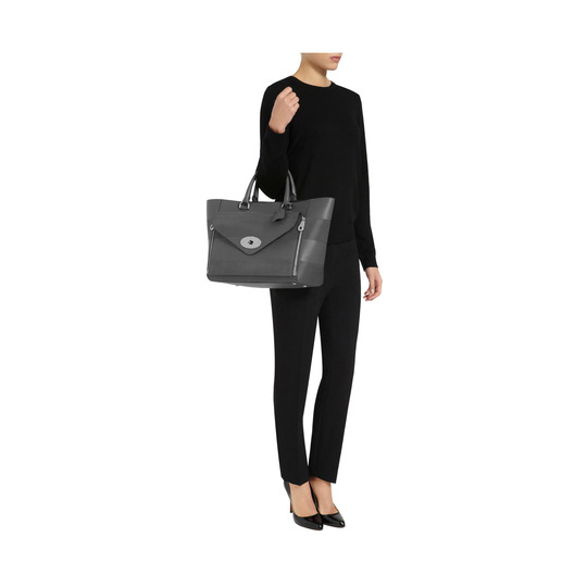 Mulberry Willow Tote Pavement Grey Classic Calf & Nubuck Stripe - Click Image to Close