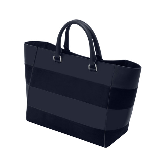 Mulberry Willow Tote Midnight Blue Silky Classic Calf & Nubuck Stripe - Click Image to Close