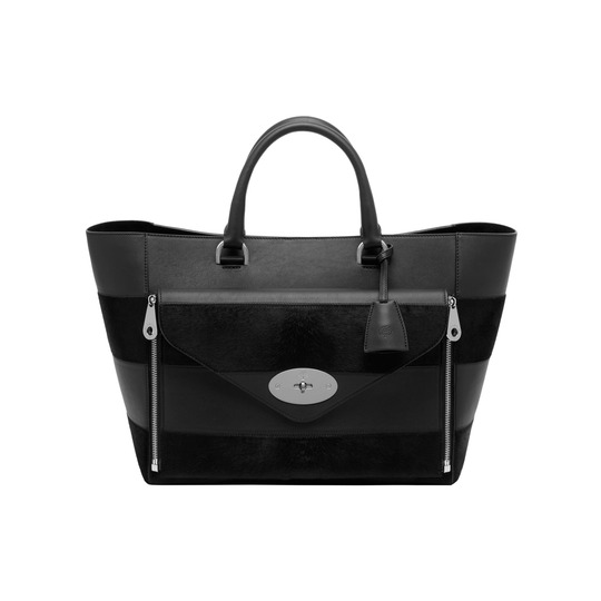 Mulberry Willow Tote Black Silky Classic Calf & Haircalf Stripe - Click Image to Close
