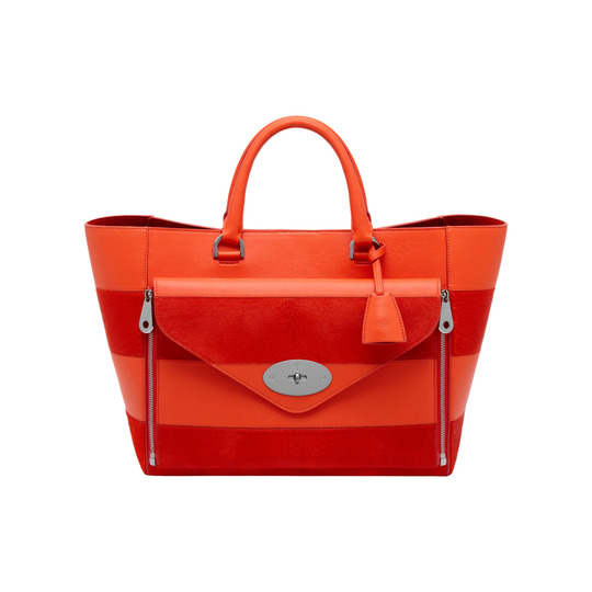 Mulberry Willow Tote Fiery Red Silky Classic Calf & Haircalf Stripe - Click Image to Close