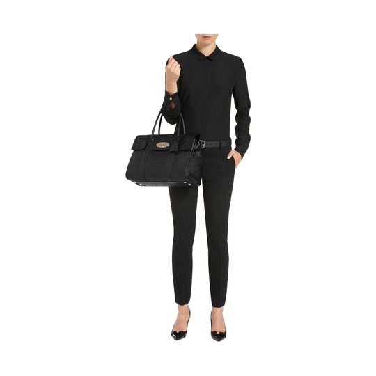 Mulberry Bayswater Black Ostrich - Click Image to Close