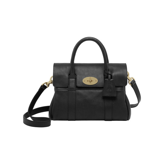 Mulberry Small Bayswater Satchel Black Natural Leather With Brass - Click Image to Close