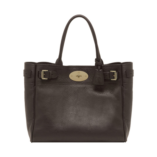 Mulberry Bayswater Tote Chocolate Natural Leather With Brass - Click Image to Close