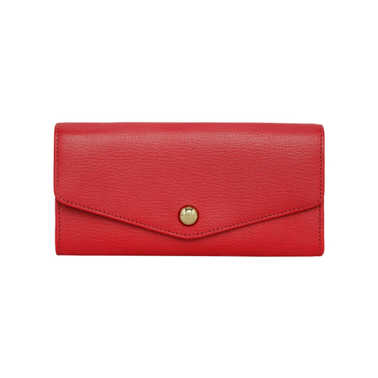 Mulberry Dome Rivet Continental Wallet Bright Red Shiny Goat - Click Image to Close