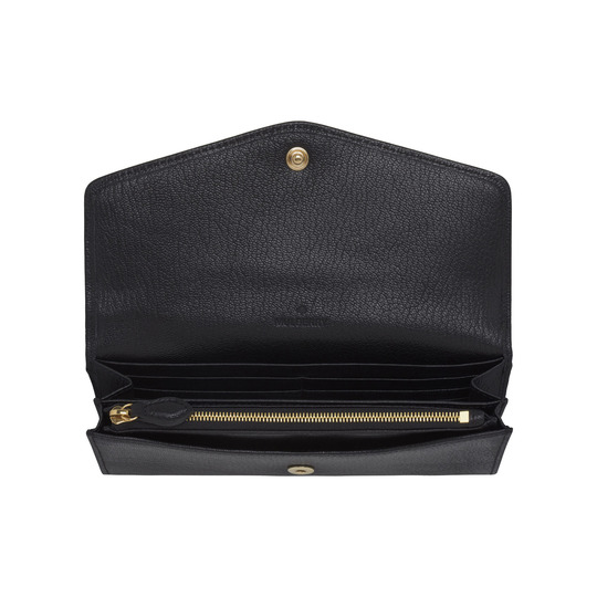 Mulberry Dome Rivet Continental Wallet Black Glossy Goat - Click Image to Close