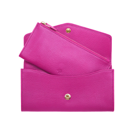Mulberry Dome Rivet Continental Wallet Mulberry Pink Glossy Goat - Click Image to Close