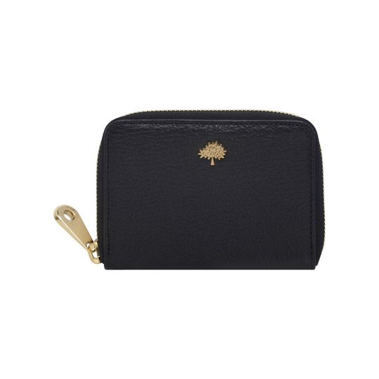 Mulberry Tree Zip Around Purse Black Glossy Goat - Click Image to Close