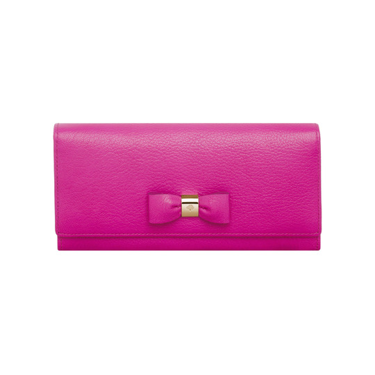 Mulberry Bow Continental Wallet Mulberry Pink Glossy Goat - Click Image to Close