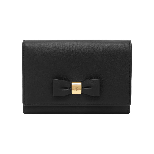 Mulberry Bow French Purse Black Silky Classic Calf - Click Image to Close
