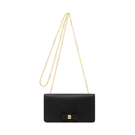 Mulberry Bow Clutch Wallet Black Silky Classic Calf - Click Image to Close