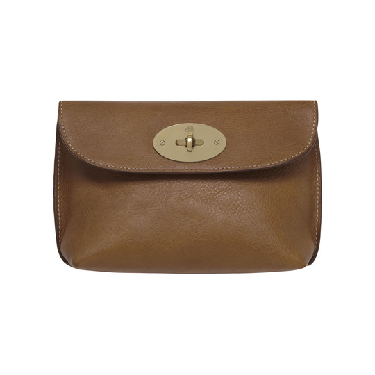Mulberry Locked Cosmetic Purse Oak Natural Leather With Brass - Click Image to Close