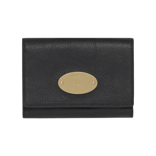 Mulberry French Purse Black Natural Leather With Brass - Click Image to Close