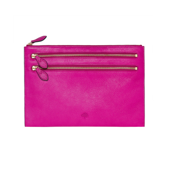 Mulberry Multizip Pouch Mulberry Pink Glossy Goat - Click Image to Close
