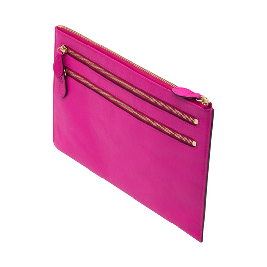 Mulberry Multizip Pouch Mulberry Pink Glossy Goat - Click Image to Close