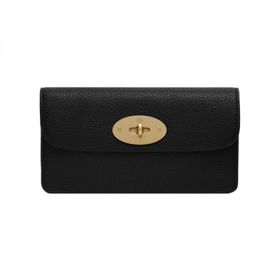 Mulberry Long Locked Purse Black Natural Leather With Brass - Click Image to Close