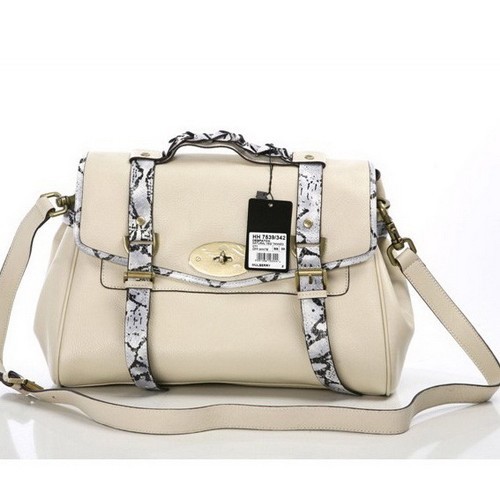 Mulberry Alexa Bag With Snake Strap Nude - Click Image to Close