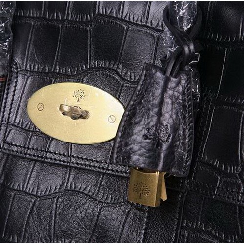 Mulberry Bayswater Crocodile Leather 6833_393 Black Handbag - Click Image to Close