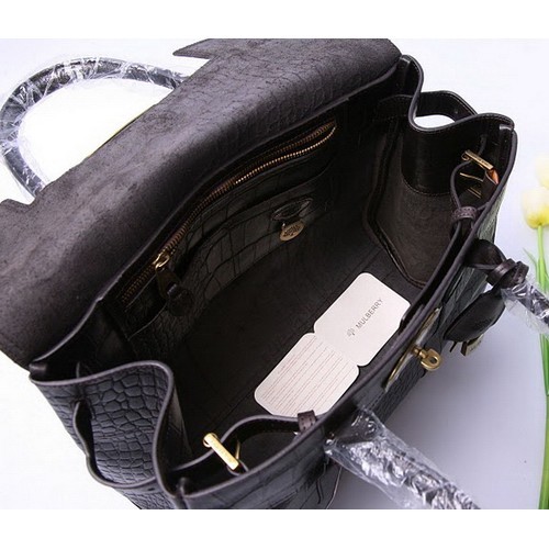 Mulberry Bayswater Crocodile Leather 6833_393 Dark Coffee Handbag - Click Image to Close