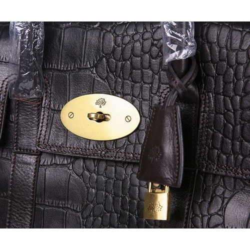 Mulberry Bayswater Crocodile Leather 6833_393 Dark Coffee Handbag - Click Image to Close