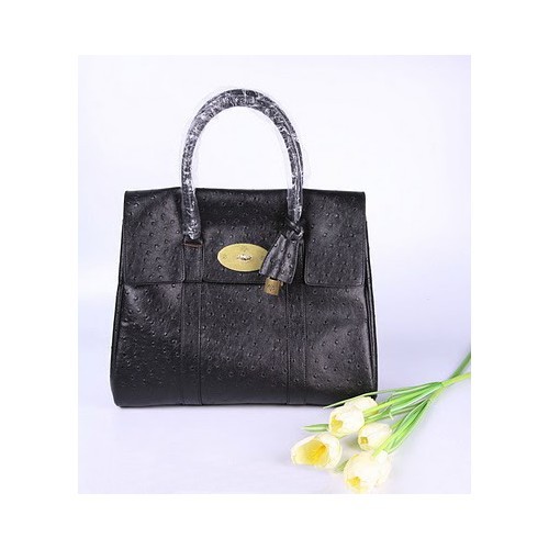 Mulberry Bayswater Ostrich 7027_389 Black Bag - Click Image to Close