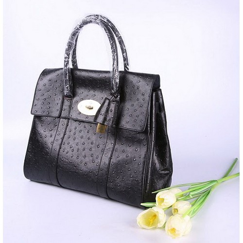 Mulberry Bayswater Ostrich 7027_389 Black Bag - Click Image to Close