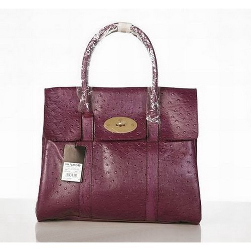 Mulberry Bayswater Ostrich 7027_389 Purple Bag - Click Image to Close