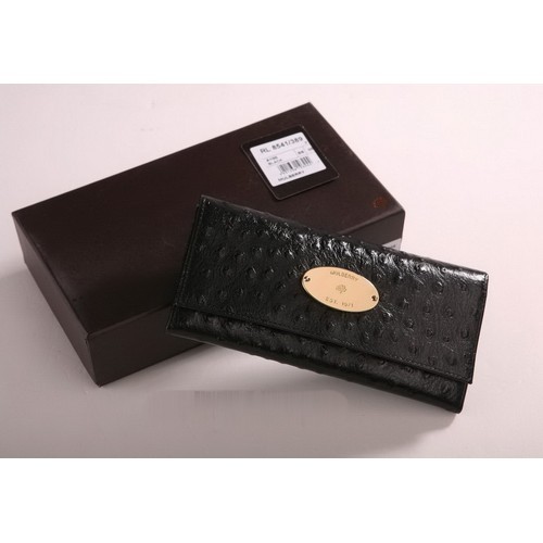 Mulberry Continental Ostrich Leather Wallet 8541-342 Black - Click Image to Close