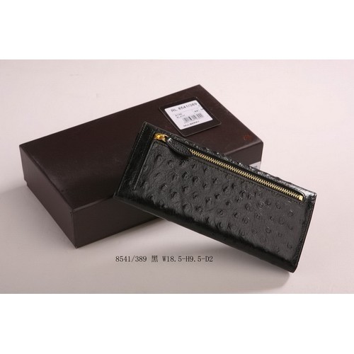 Mulberry Continental Ostrich Leather Wallet 8541-342 Black - Click Image to Close