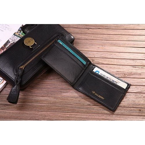 Mulberry Cow Leather Long Black Wallet 8392-342 - Click Image to Close