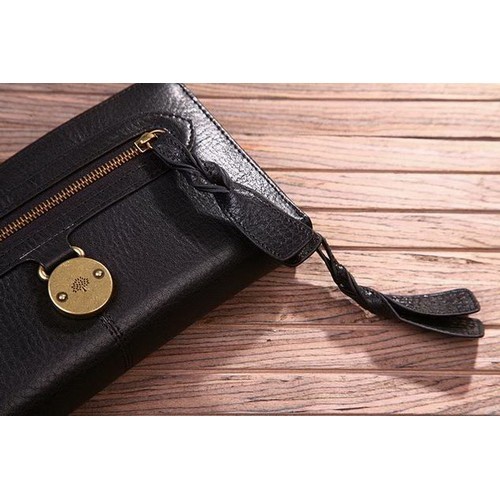 Mulberry Cow Leather Long Black Wallet 8392-342 - Click Image to Close